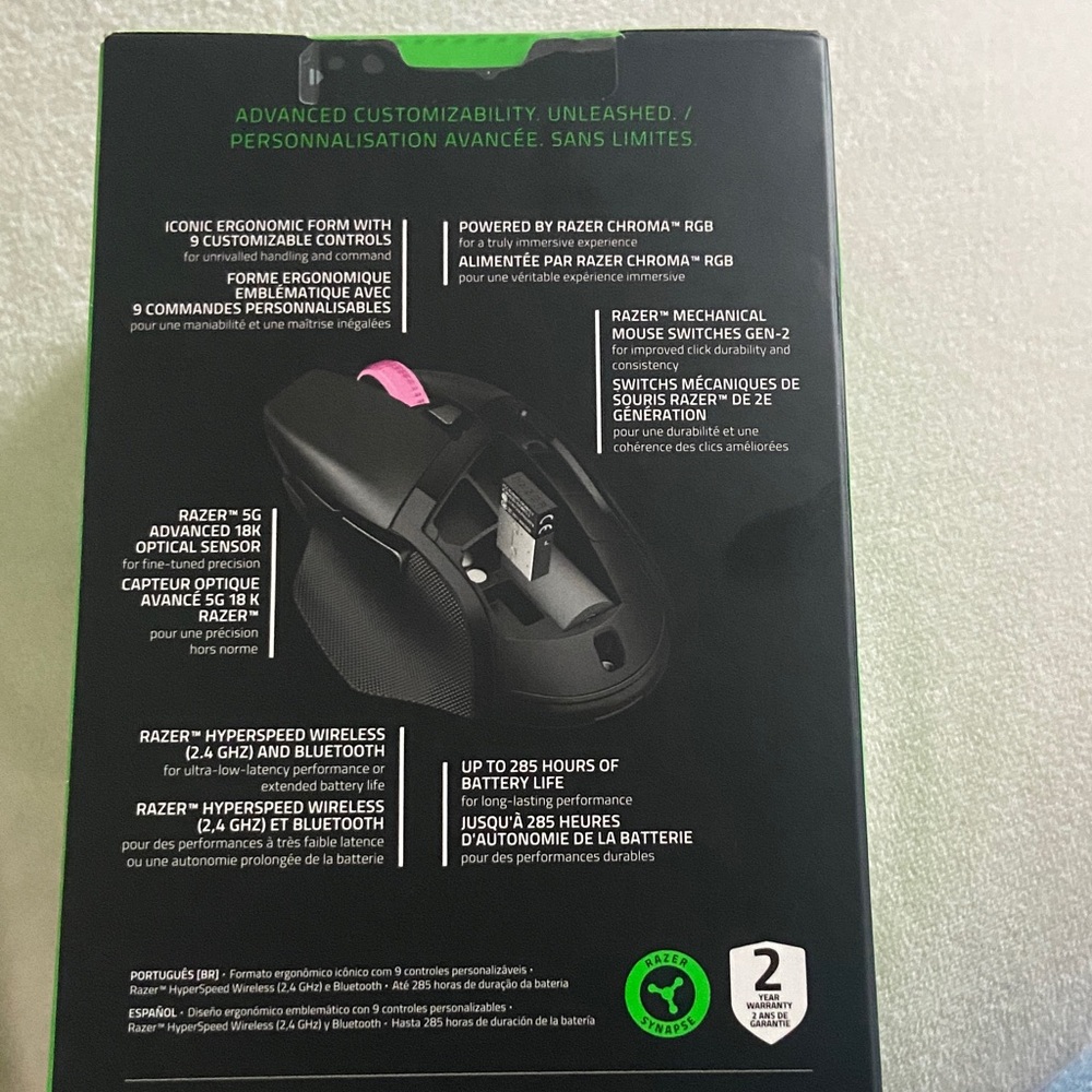 Razer Basilisk V3 X Hyperspeed Wireless Gaming Mouse - Black with Green Accent - Picture 2 of 6